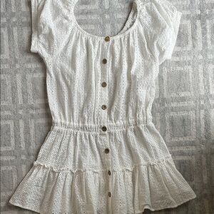 White Eyelet Button-Down Dress